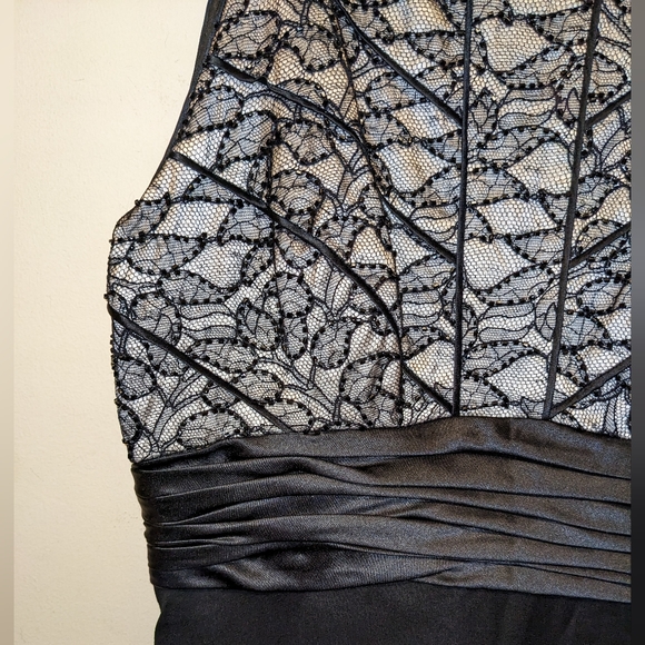 Badgley Mischka Vintage Black Silk Lace Beaded Cocktail Dress - Picture 3 of 11